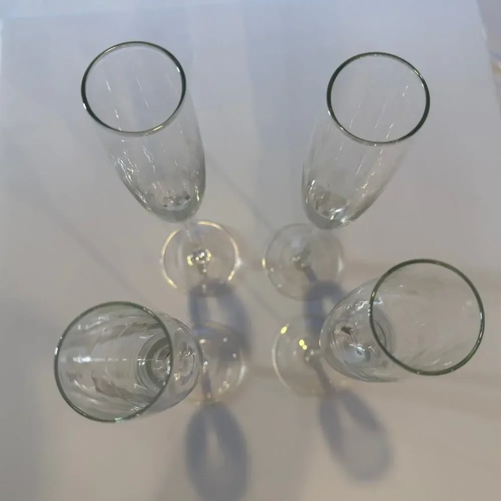Z Gallerie Giant 14” Tall Champagne Flutes Clear Long Stem Set of 4
